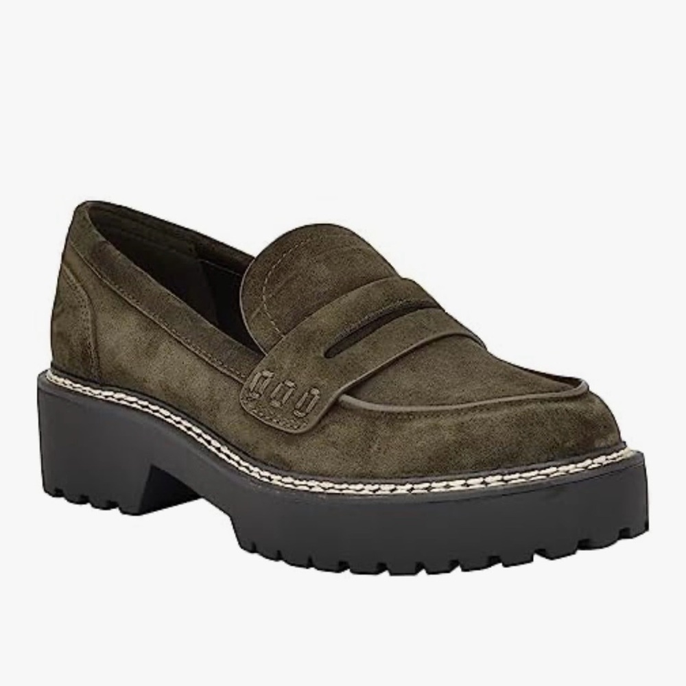 CALVIN KLEIN Women Suzie Suede Slip-on Lug Sole Loafer Dark Green Sz 5.5 - Picture 13 of 14